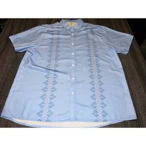 Hardaddy Men's Button Up Shirt XL Light Blue Resort Style Guayabera Look